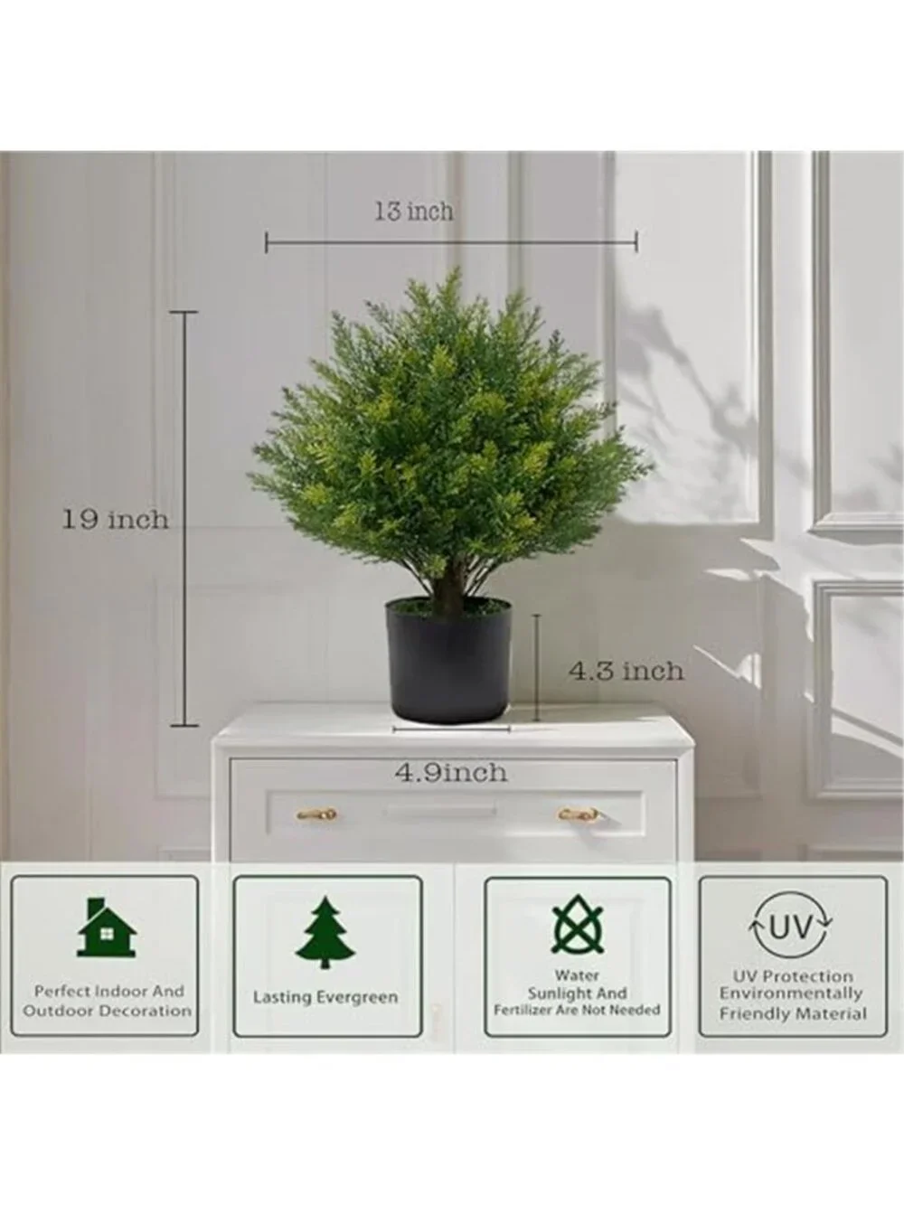 Artificial Topiary Tree Faux Cedar Bush Potted UV Resistant Indoor Outdoor Decor